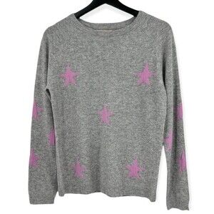 Cashmere Sweater Women's Medium Philosophy Gray Crew Neck Pink Stars $228